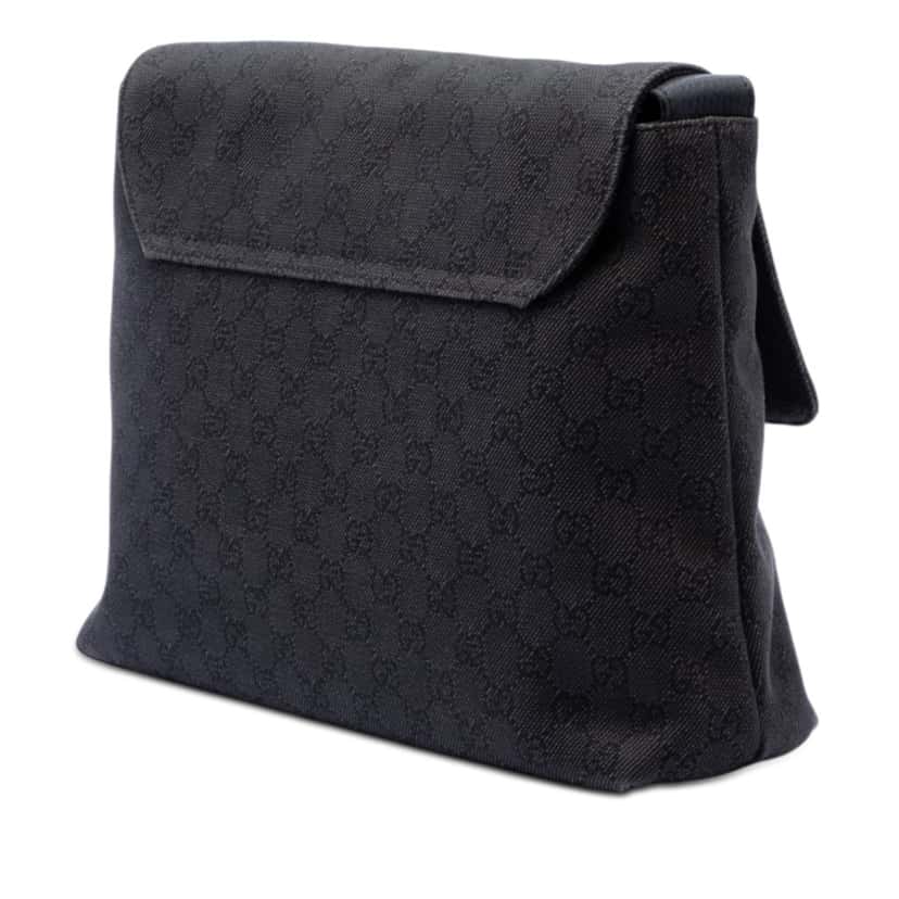 Gucci GG Denim Messenger Bag Black Very good condition - Back View