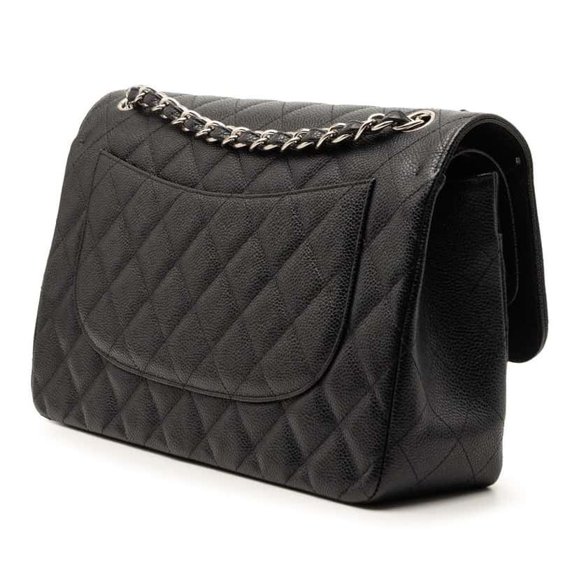 Chanel Jumbo Classic Caviar Double Flap Black Leather Very good condition - Back View