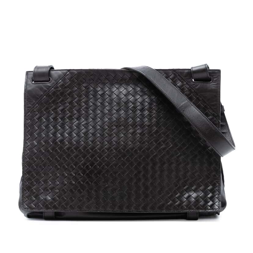 Bottega Veneta Nappa Intrecciato Messenger Bag Brown Leather Very good condition - Front View