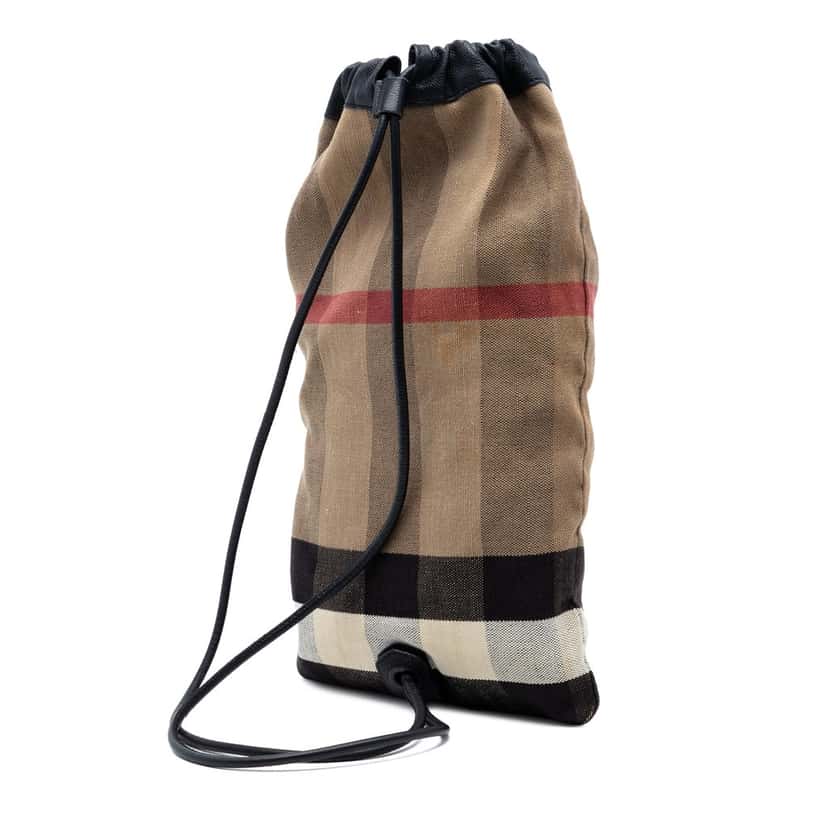 Burberry Mega Check Canvas Drawstring Backpack Brown Very good condition - Back View