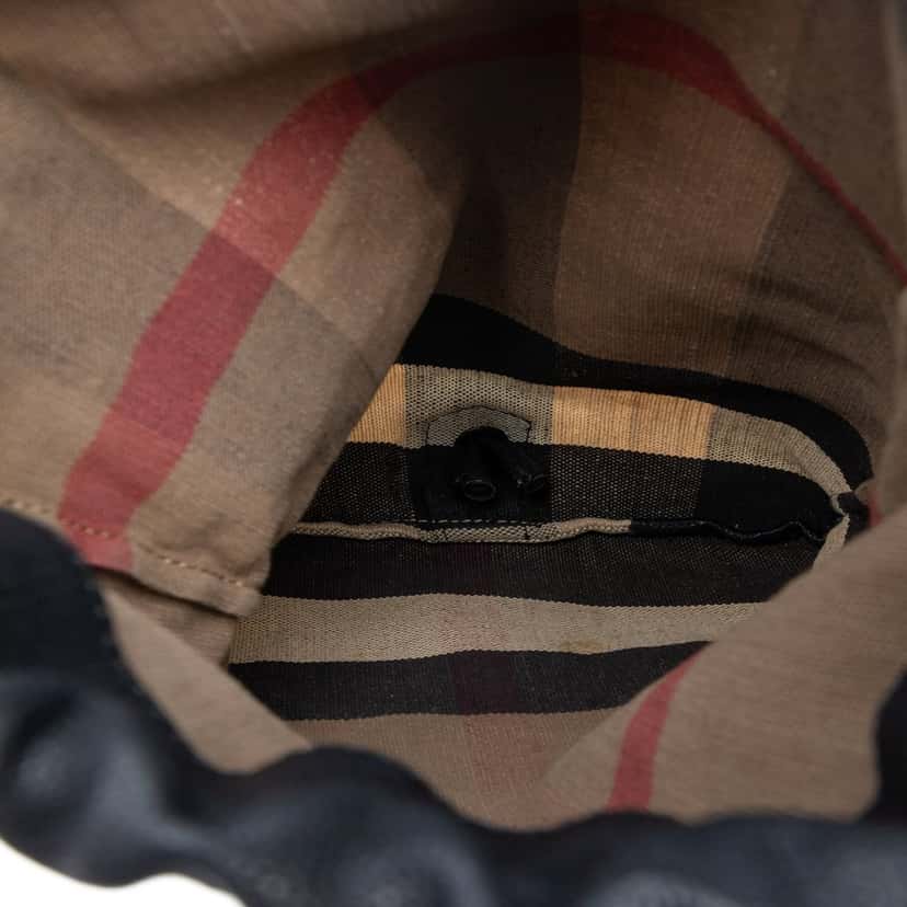 Burberry Mega Check Canvas Drawstring Backpack Brown Very good condition - Model View