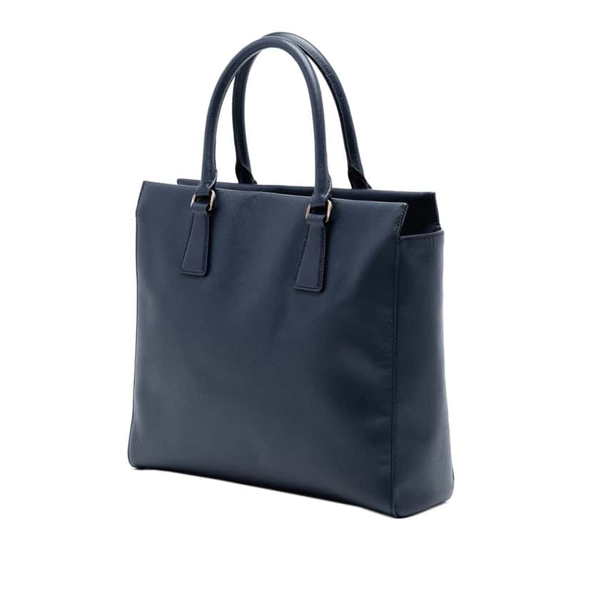 Prada Saffiano Lux Open Convertible Tote Blue Leather Very good condition - Back View