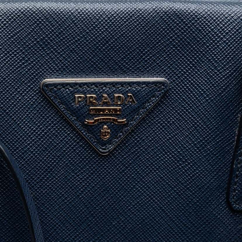 Prada Saffiano Lux Open Convertible Tote Blue Leather Very good condition - Box View
