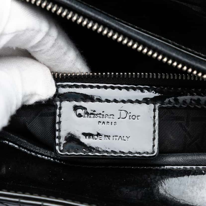 Dior Large Patent Cannage Lady Dior Black Leather Very good condition - Box View
