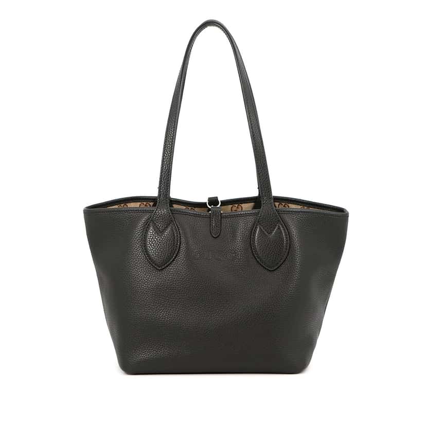 Gucci Small Grained Calfskin Totissima Reversible Tote Black Leather Very good condition - Front View