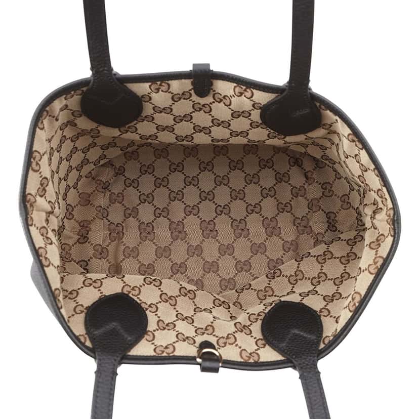 Gucci Small Grained Calfskin Totissima Reversible Tote Black Leather Very good condition - Model View