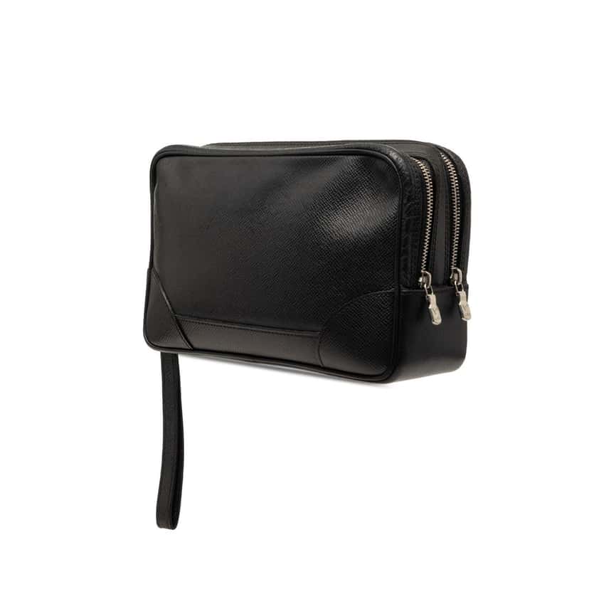 Louis Vuitton Taiga Neo Pavel Clutch Black Leather Very good condition - Back View