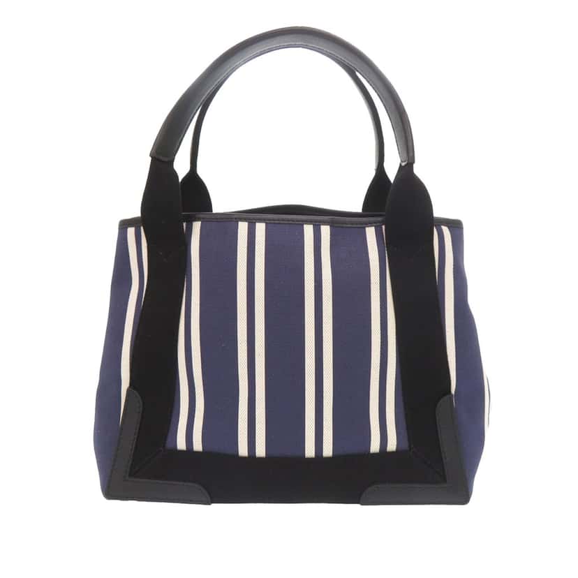 Balenciaga Canvas Striped Navy Cabas S Blue Very good condition - Back View