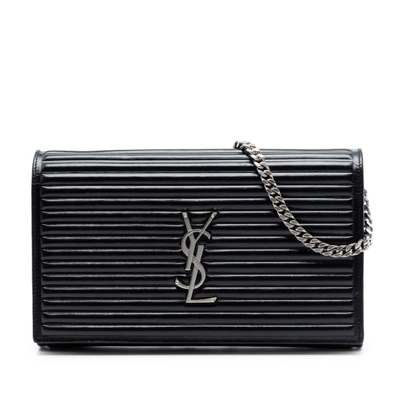 Saint Laurent Medium Horizontal Quilted Calfskin Monogram Kate Crossbody Black Leather Very good condition - Front View