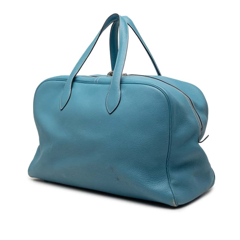 Hermès Clemence Victoria Travel 43 Blue Leather Very good condition - Back View