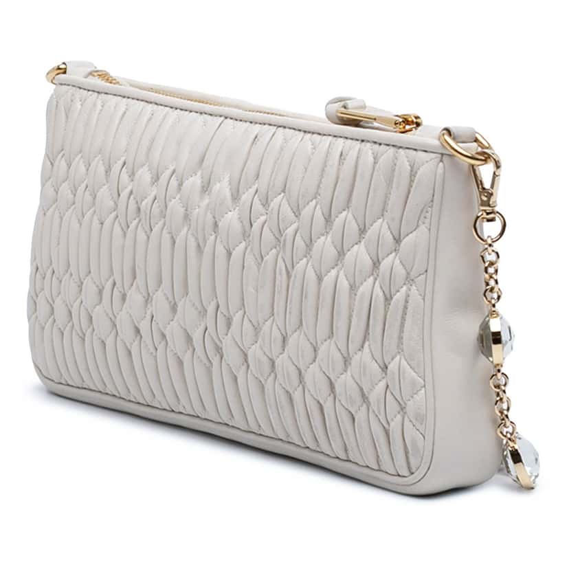 Miu Miu Matelasse Nappa Crystal Chain Satchel White Leather Very good condition - Back View