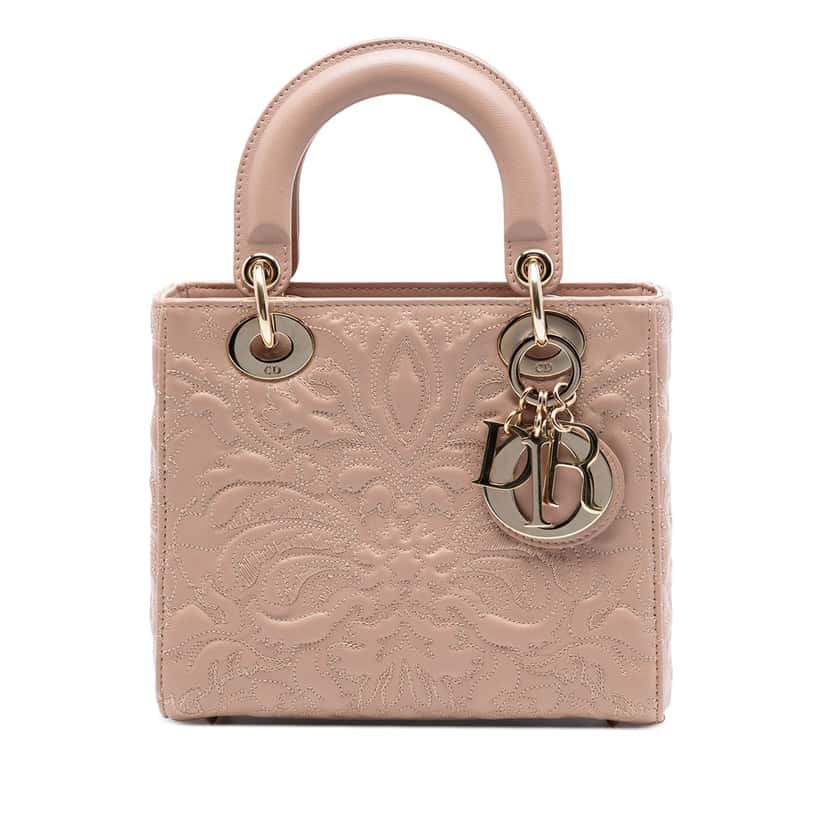 Dior Small Embroidered Calfskin Ornamental My ABCDior Lady Dior Brown Leather Very good condition - Front View