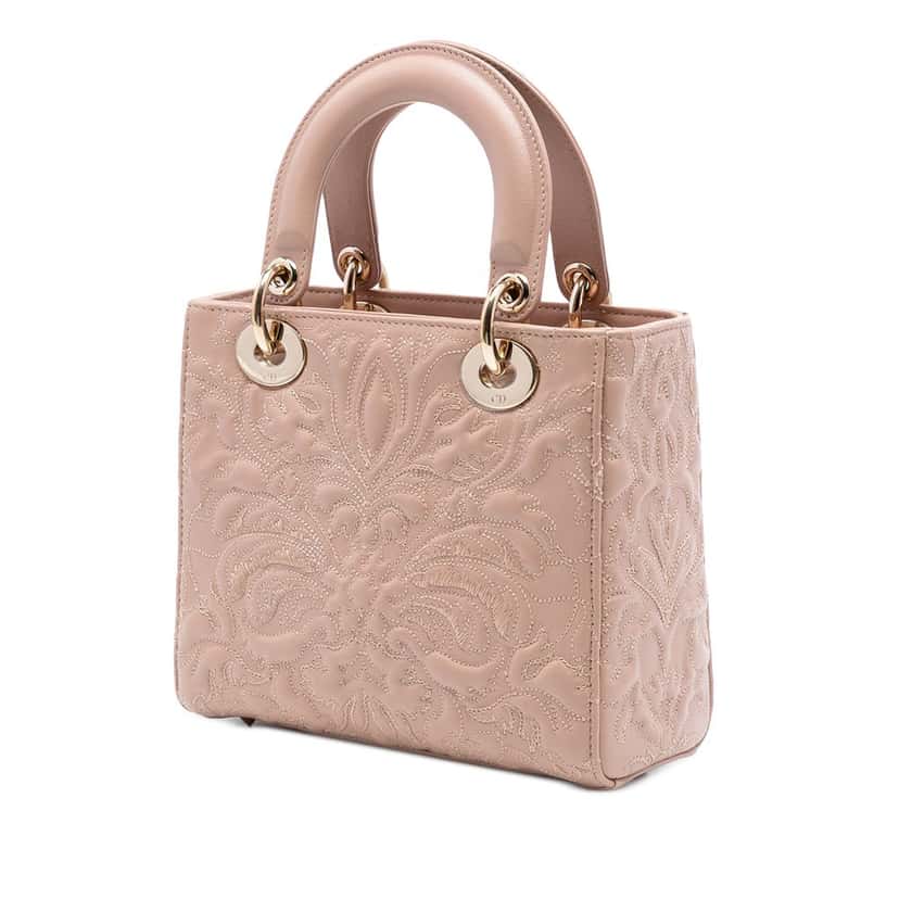Dior Small Embroidered Calfskin Ornamental My ABCDior Lady Dior Brown Leather Very good condition - Back View
