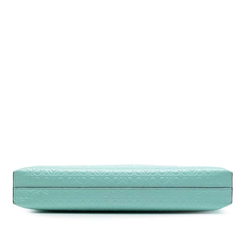 LOEWE Embossed Calfskin Anagram Repeat T Pouch Green Leather Very good condition - Inside View