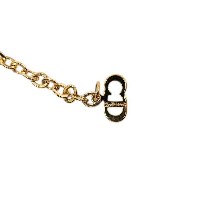 Dior Gold Plated Logo Pendant Necklace Gold Metal Very good condition - Back View
