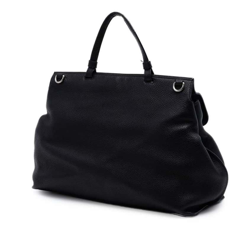 Gucci Large Calfskin Bamboo Daily Satchel Black Leather Very good condition - Back View