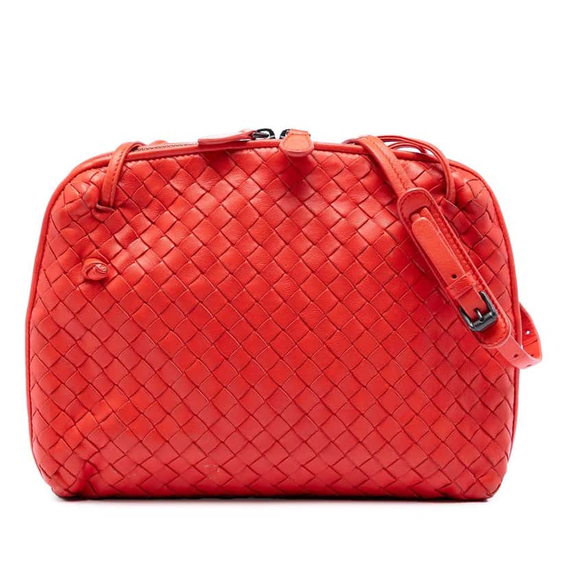 Bottega Veneta Nappa Intrecciato Nodini Crossbody Orange Leather Very good condition - Front View