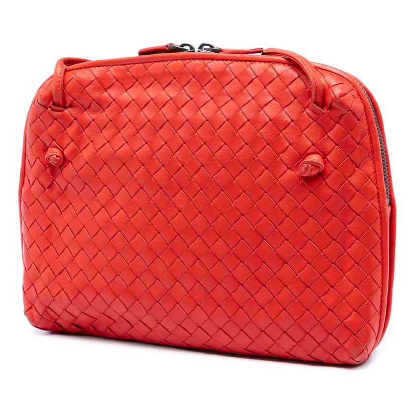 Bottega Veneta Nappa Intrecciato Nodini Crossbody Orange Leather Very good condition - Back View