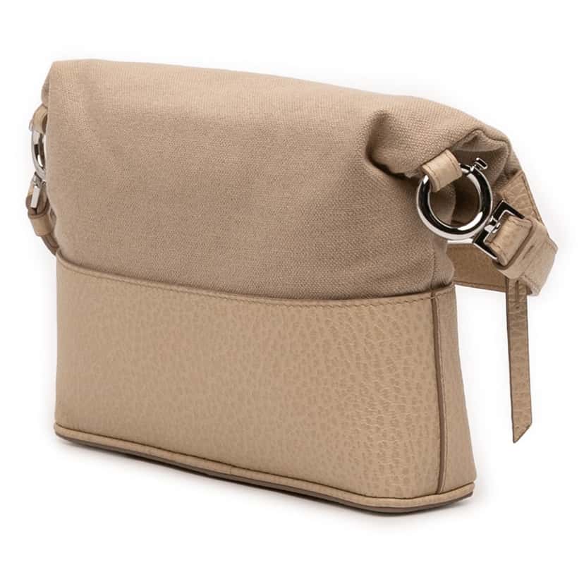 Maison Margiela Small Canvas and Grained Calfskin 5AC Foldable Crossbody Beige Very good condition - Back View