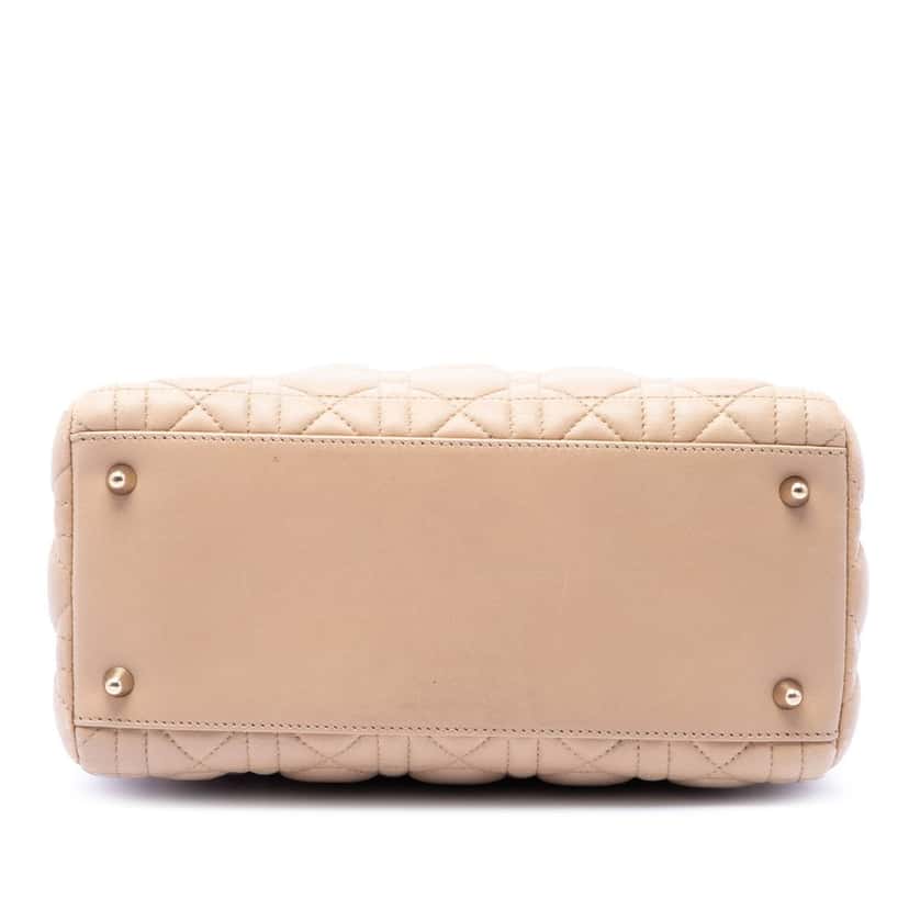 Dior Medium Lambskin Cannage Lady Dior Beige Leather Very good condition - Inside View