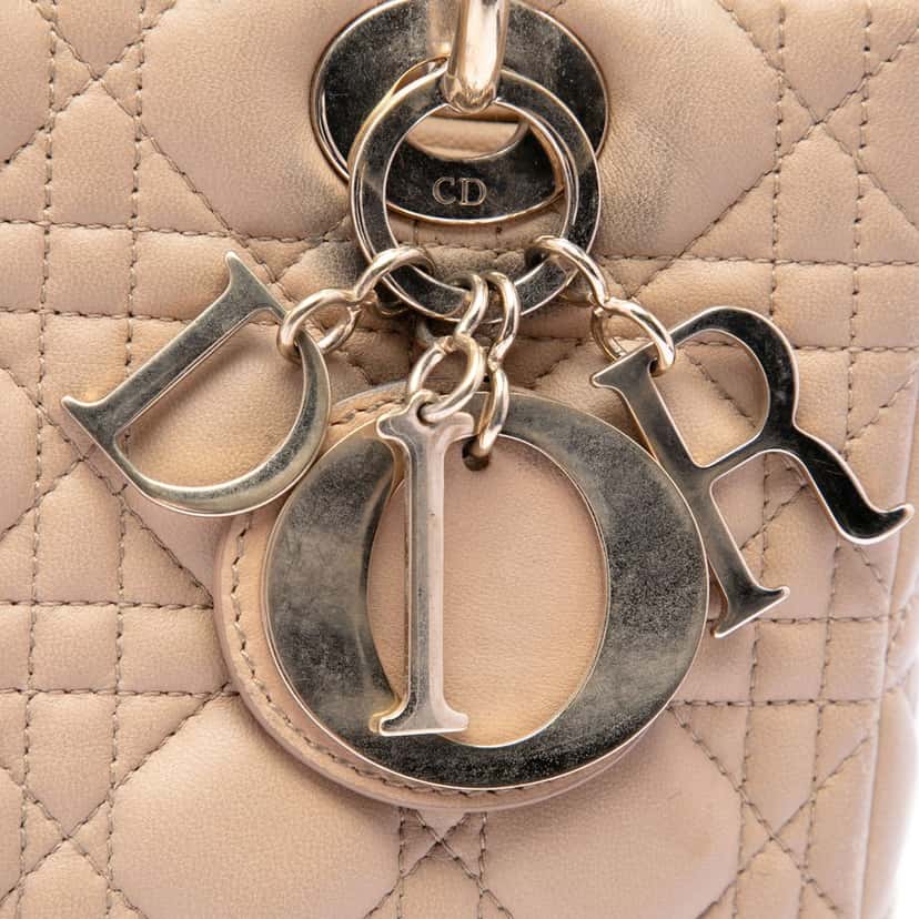 Dior Medium Lambskin Cannage Lady Dior Beige Leather Very good condition - Box View