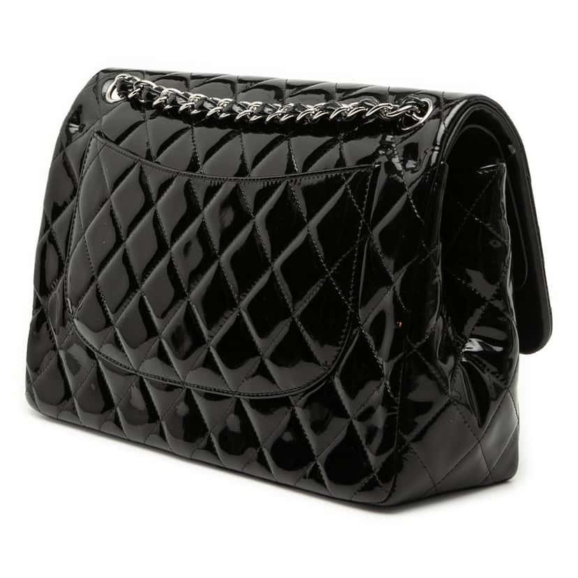 Chanel Jumbo Classic Patent Double Flap Black Leather Very good condition - Back View