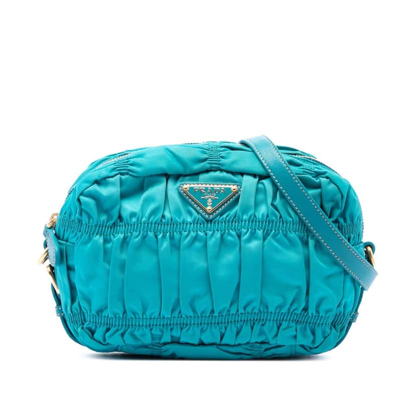 Prada Tessuto Gaufre Crossbody Blue Very good condition - Front View