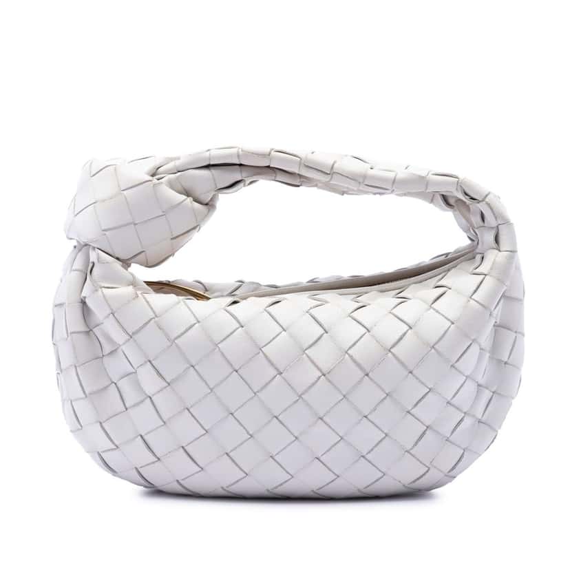 Bottega Veneta Mini Nappa Intrecciato Jodie White Leather Very good condition - Front View