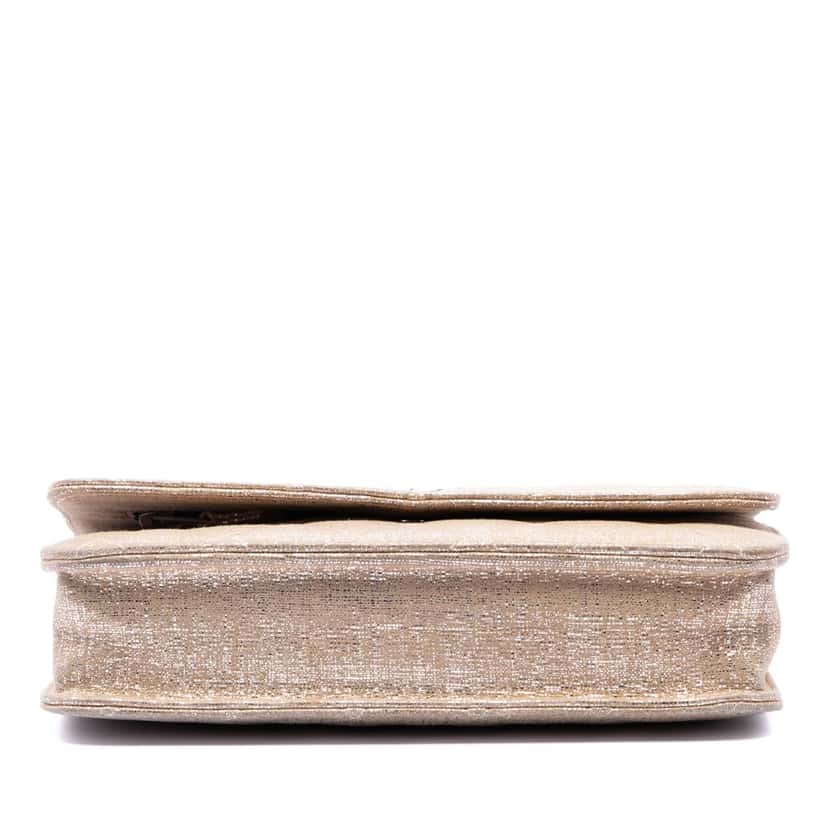 Chanel CC Quilted Metallic Fabric Wallet On Chain Gold Very good condition - Inside View