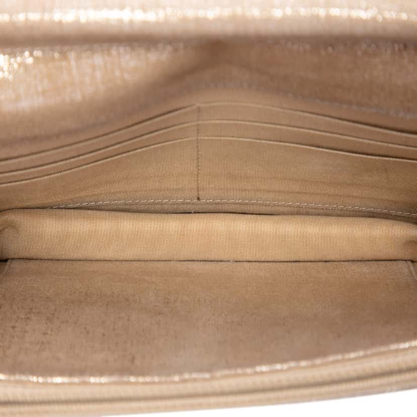Chanel CC Quilted Metallic Fabric Wallet On Chain Gold Very good condition - Model View