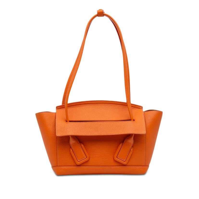 Bottega Veneta Small Grained Calfskin Arco Tote Orange Leather Very good condition - Front View