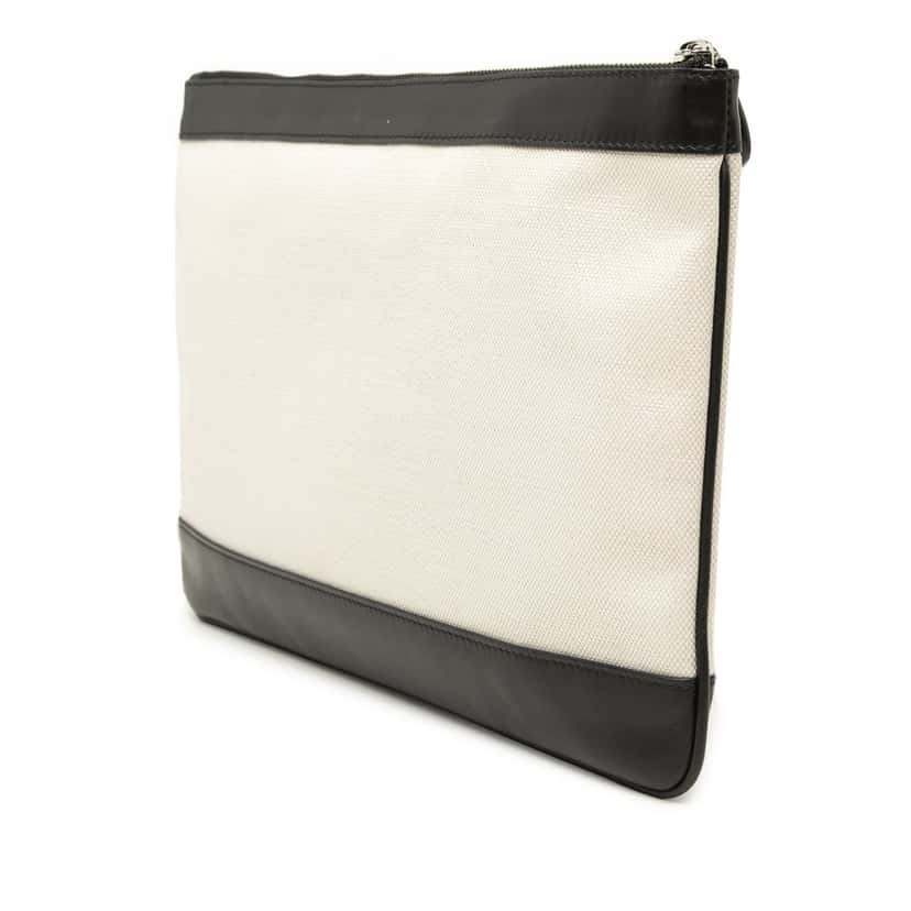Balenciaga Canvas Navy Clip M Clutch Brown Very good condition - Back View