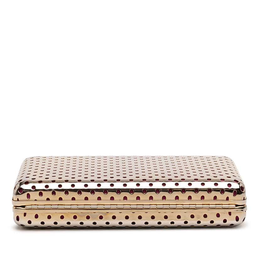 Stella McCartney Perforated Metal Clutch on Chain Gold Metal Very good condition - Inside View