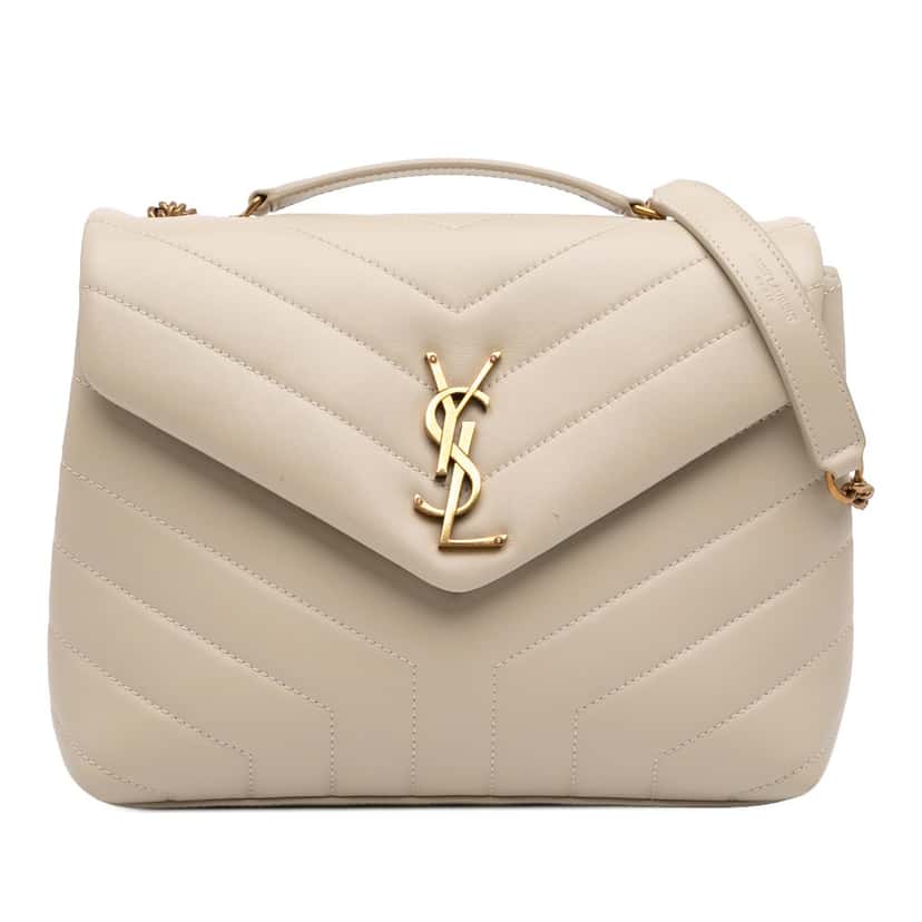 Saint Laurent Small Matelasse Calfskin Monogram LouLou Shoulder Bag Brown Leather Very good condition - Front View