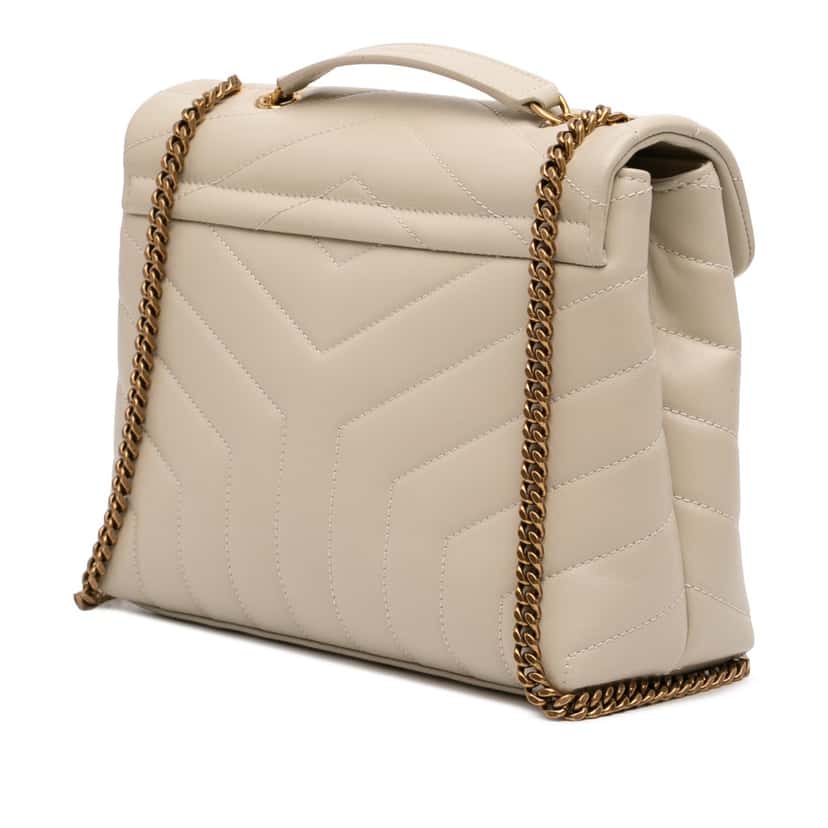 Saint Laurent Small Matelasse Calfskin Monogram LouLou Shoulder Bag Brown Leather Very good condition - Back View