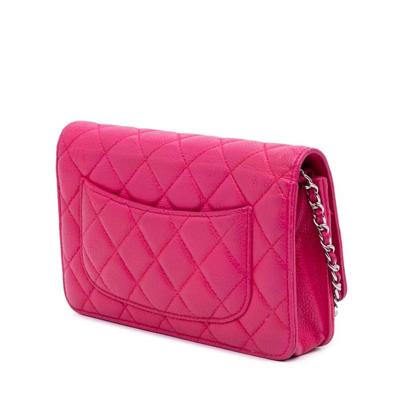 Chanel Classic Caviar Wallet On Chain Pink Leather Very good condition - Back View