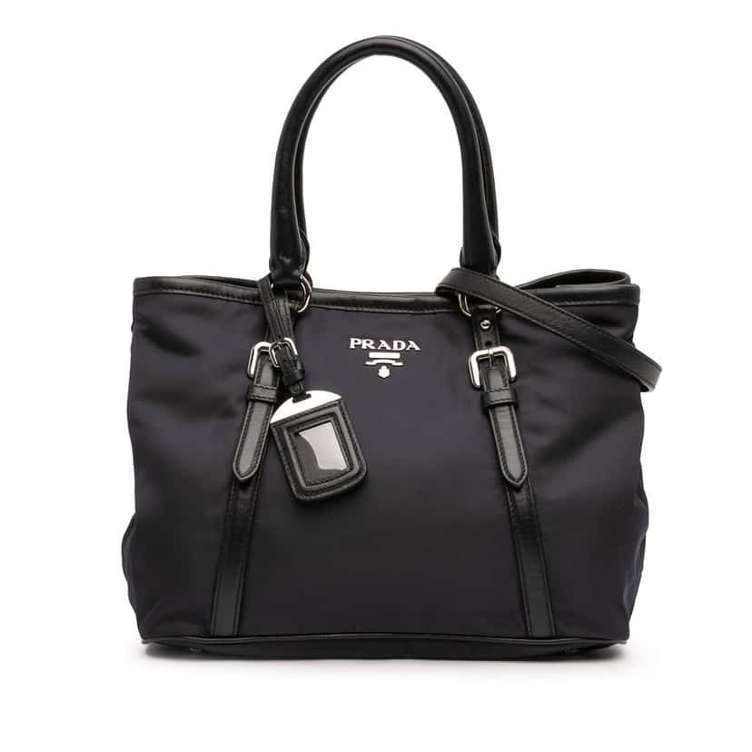 Prada Soft Calf Trimmed Tessuto Satchel Black Very good condition - Front View