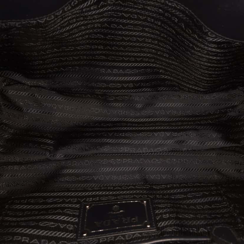 Prada Soft Calf Trimmed Tessuto Satchel Black Very good condition - Model View