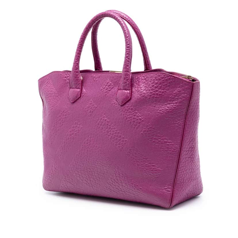 Burberry Embossed Leather Dewsbury Satchel Purple Leather Very good condition - Back View