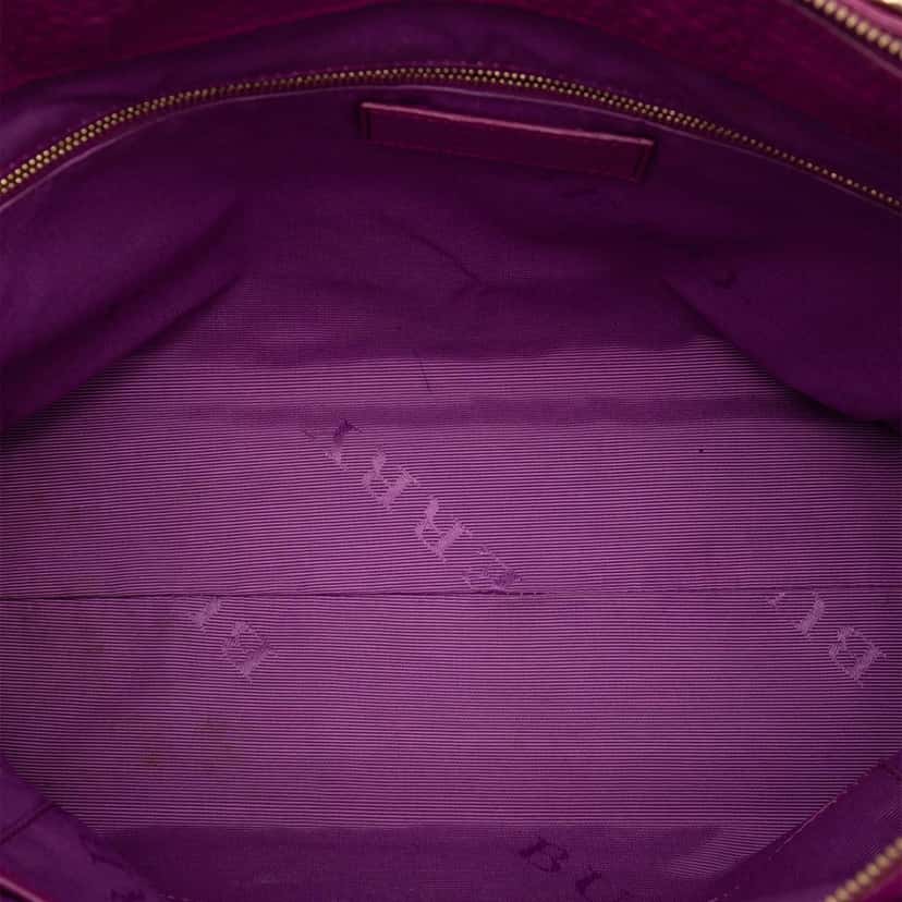 Burberry Embossed Leather Dewsbury Satchel Purple Leather Very good condition - Model View