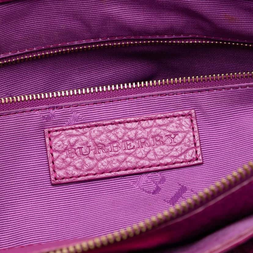 Burberry Embossed Leather Dewsbury Satchel Purple Leather Very good condition - Box View