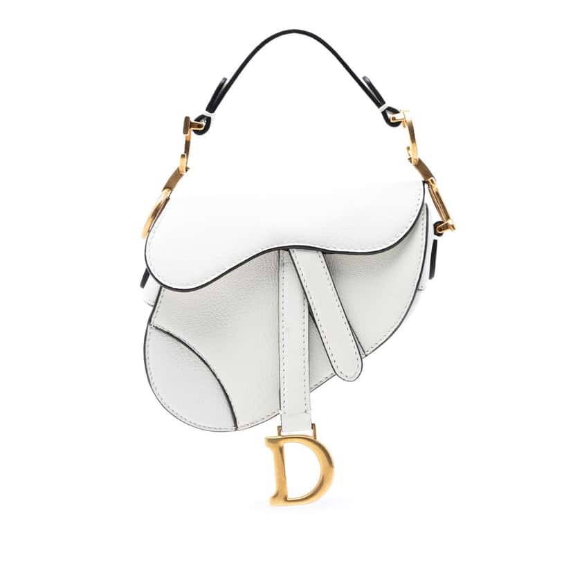 Dior Micro Goatskin Saddle Bag White Leather Very good condition - Front View