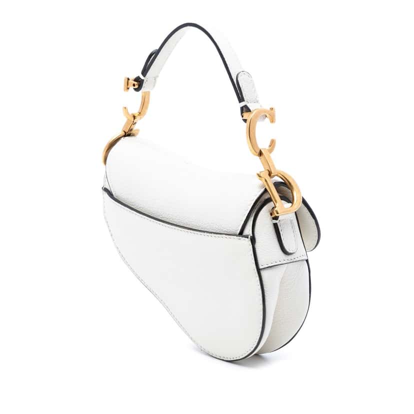 Dior Micro Goatskin Saddle Bag White Leather Very good condition - Back View