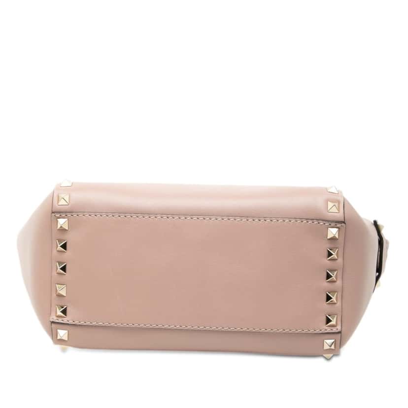 Valentino Mini Leather Rockstud Double Handle Tote Brown Leather Very good condition - Inside View