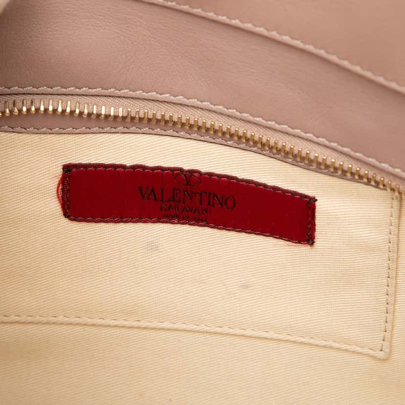 Valentino Mini Leather Rockstud Double Handle Tote Brown Leather Very good condition - Box View