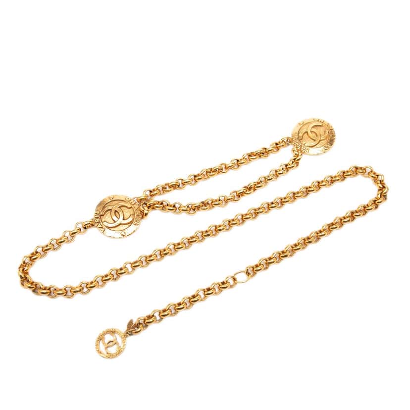 Chanel CC Gold Plated Medallion Chain Belt Gold Metal Very good condition - Front View