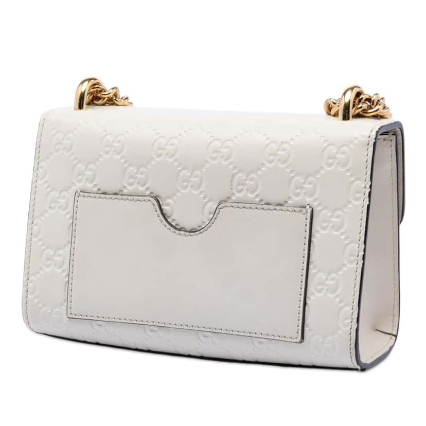 Gucci Small Guccissima Padlock Crossbody White Leather Very good condition - Back View