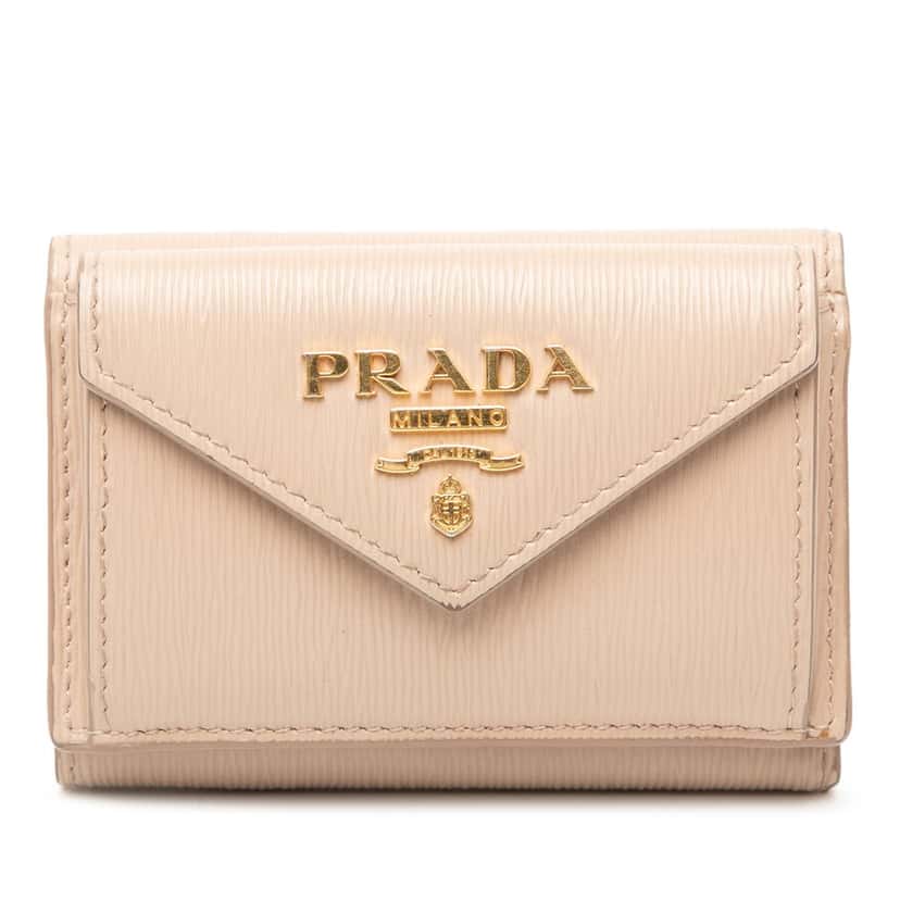 Prada Vitello Move Trifold Wallet Beige Leather Very good condition - Front View