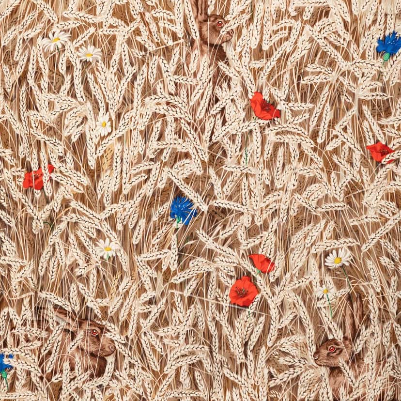 Hermès Les Bles Silk Scarf 90 Brown Very good condition - Back View