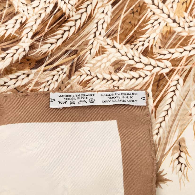 Hermès Les Bles Silk Scarf 90 Brown Very good condition - Inside View